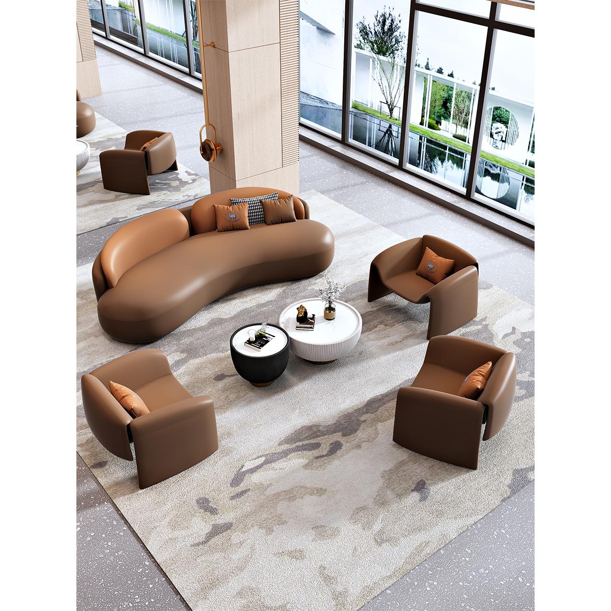 商务办公会客沙发椅组合休息区大堂会所接待洽谈沙发网红螃蟹椅