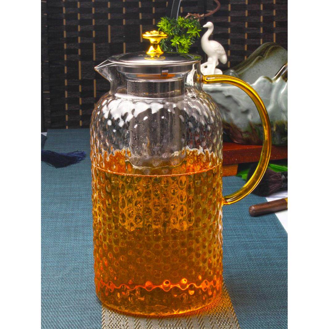 超大加厚玻璃茶水过滤茶壶304不锈钢内胆耐热水壶蒸煮泡茶壶餐厅