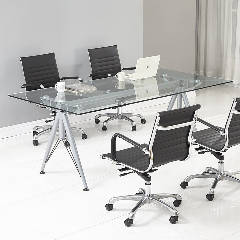 简约现代钢化玻璃会议桌办公桌条形会议接待桌简单职员培训桌包邮