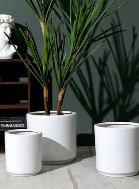 白色客厅家用特大号陶瓷花盆简约高档阳台户外蝴蝶兰盆栽户外瓷器
