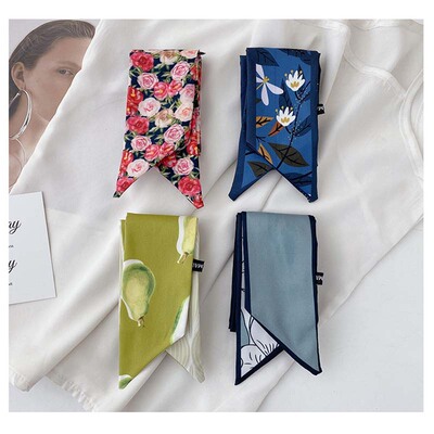 Satin Ribbon Hair Bands Retro Square Scarf Women New Fashion