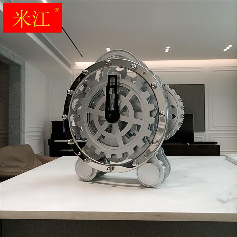 客厅时钟欧式座钟双脚齿轮旋转钟创意钟表时钟不锈钢装饰表