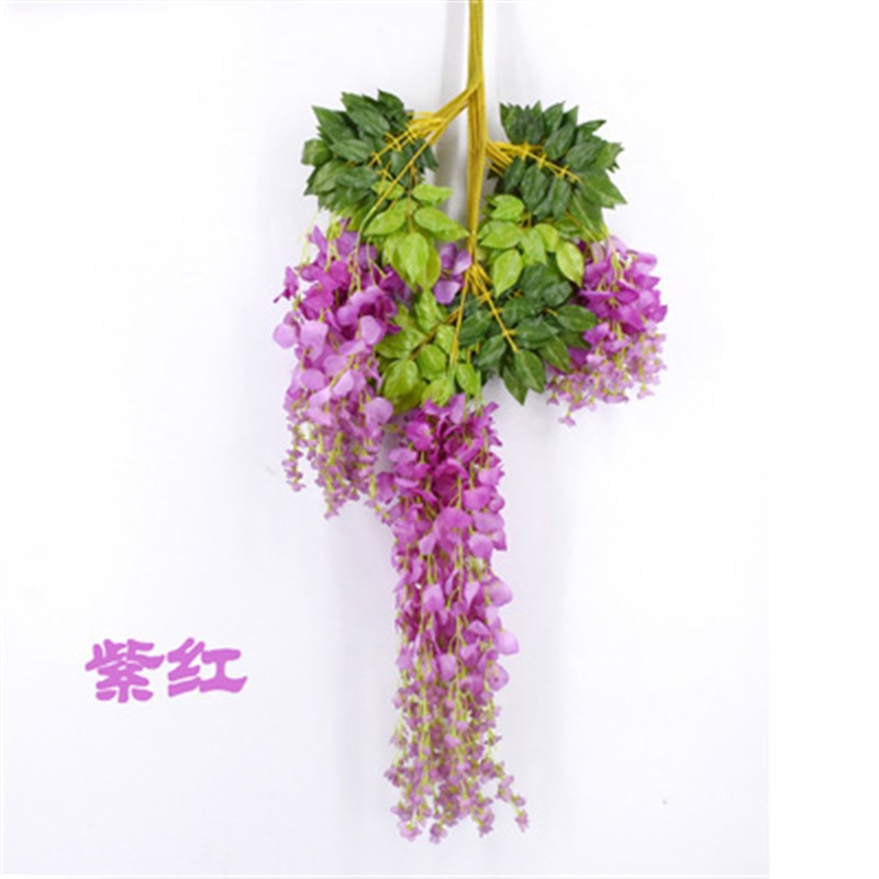仿真紫藤花婚庆绢花花藤花串加长款白色假绣球藤条装饰藤婚庆挂藤
