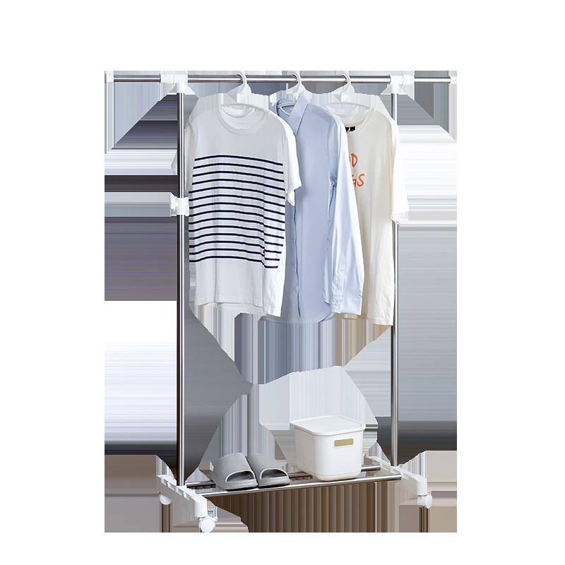 简易晾衣架落地室内卧室宿舍小型挂衣架移动伸缩不锈钢折叠晾衣杆