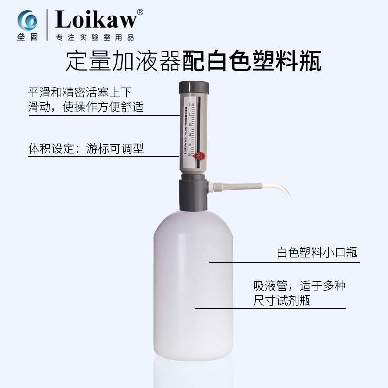 套筒式可调定量加液器透明棕色玻璃加液瓶塑料套装250 500 1000ml