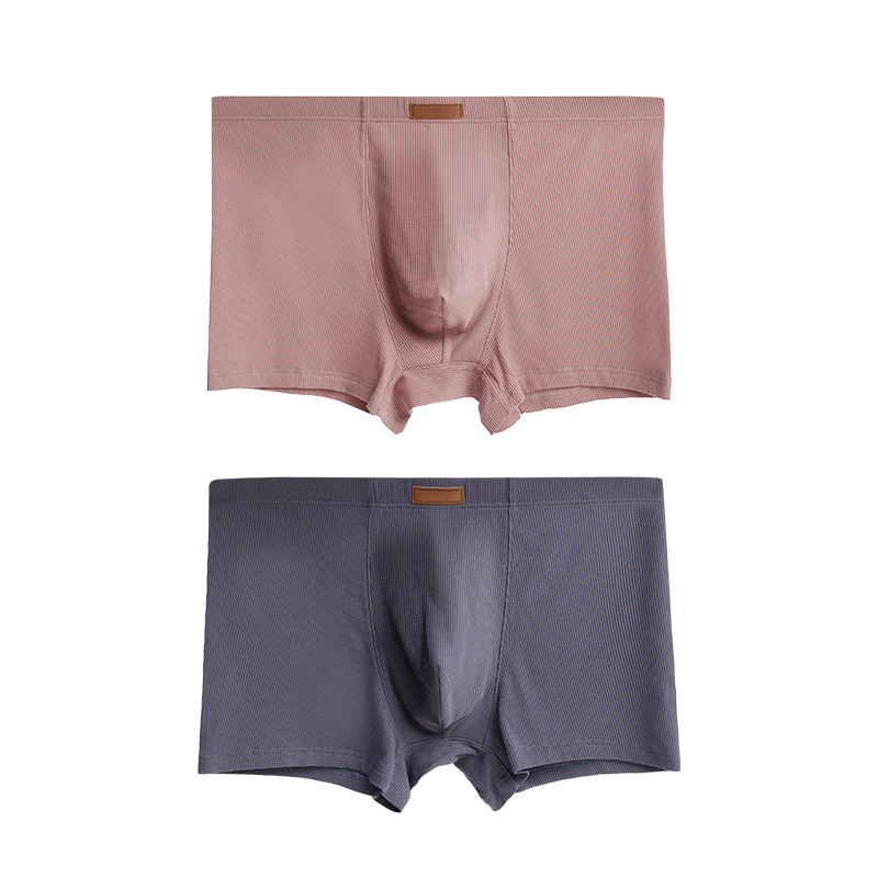 Rib mens underwear comfortable large solid color boxer pant