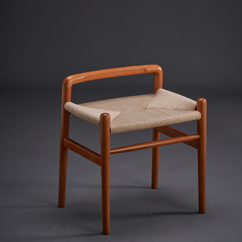 北欧实木方凳中式茶凳藤编实木化妆凳换鞋凳日式原木凳民宿椅凳子