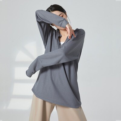 新品现代舞练功服高级感宽松深v领男女同款上衣舞蹈生日常穿搭休