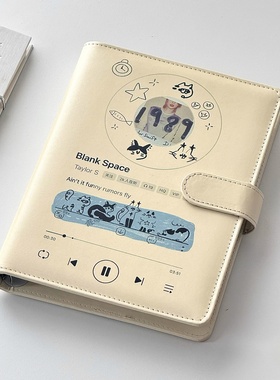 音乐播放器卡册韩系暖黄色皮质磁吸a5拍立得相册3寸追星小卡收纳