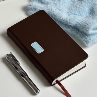 韩系简约复古棕色a6彩色内页手账本学生记事多功能笔记本软皮本子