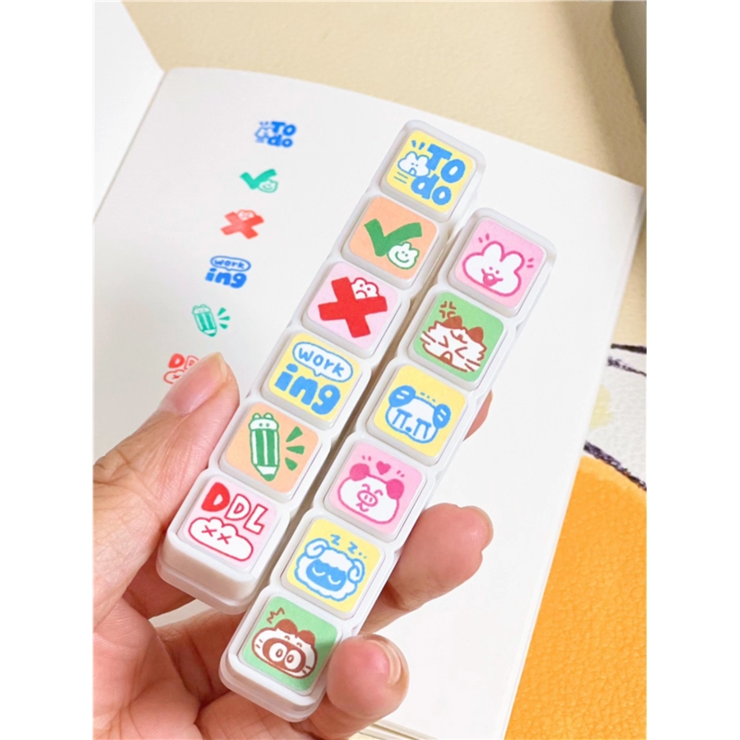 六联按钮印章可爱手账素材盖印