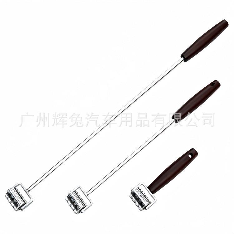 汽车音响改装隔音压轮工具铝滚轮加长版电镀金属手杆碾压止震工具