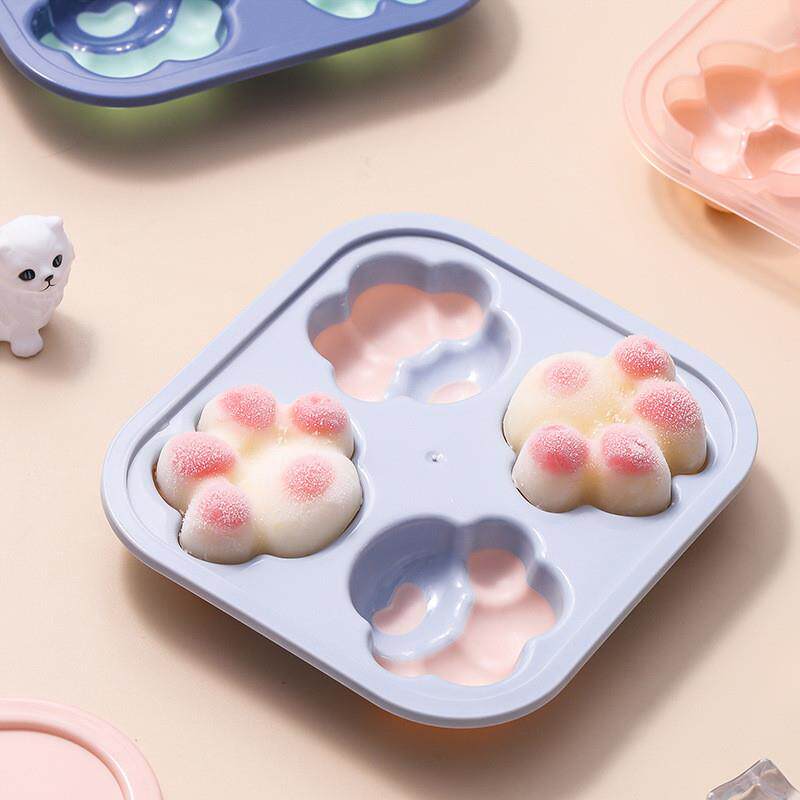 硅胶猫爪冰格冰块膜具夏季创意家用按压带盖冰盒卡通可爱制冰模具
