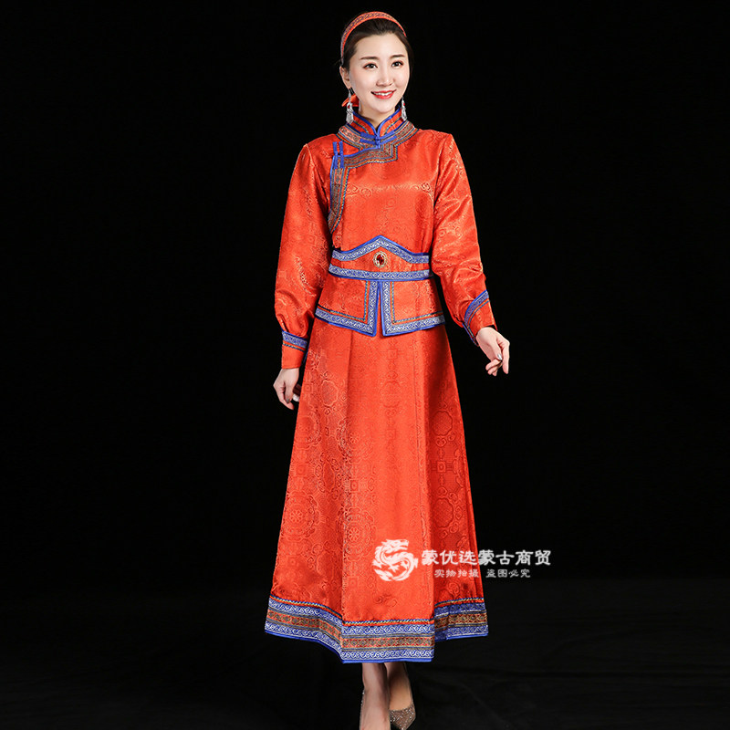 好货女士蒙古族舞台表演出服长款大裙摆蒙古服装舞蹈裙蒙古袍民族