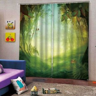 Shower Plant Landscape 新品 Natural Curtain Pieces Washable