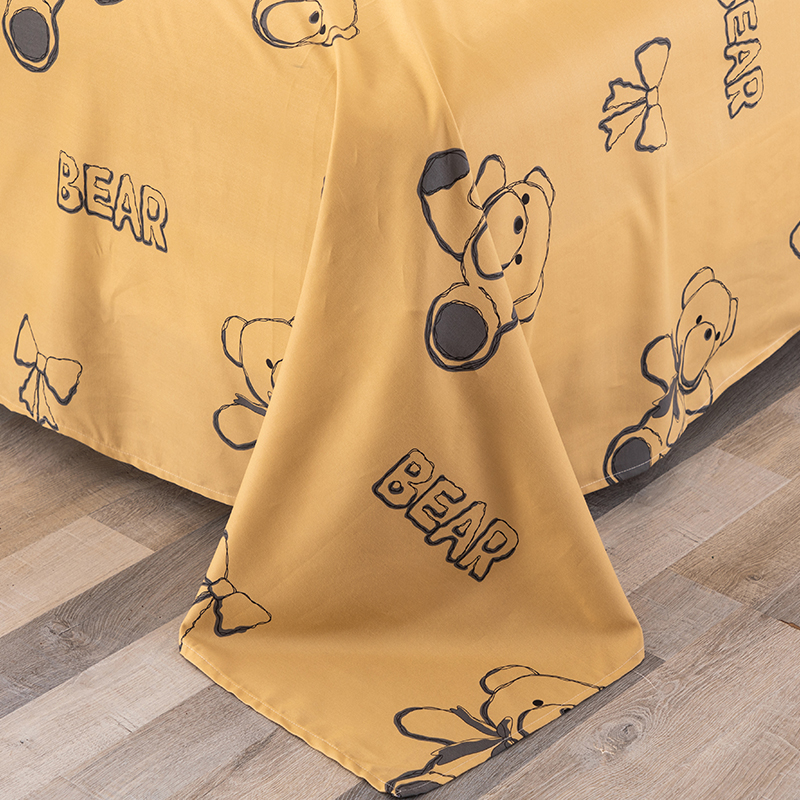 柔软细腻80支纯棉卡通熊磨毛四件套全棉儿童被套床单单件1.8床品