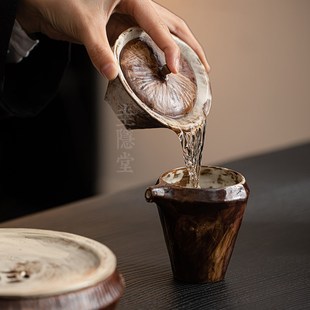 泡茶碗单个防烫手抓碗泡茶器 圭隐堂粗陶粉引盖碗家用复古侘寂日式