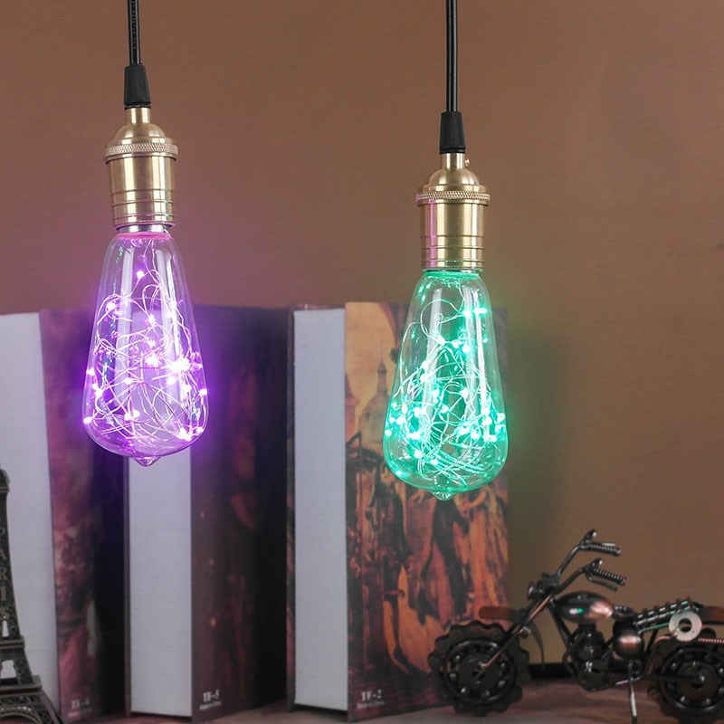 爱迪生灯泡餐厅酒吧装饰氛围灯led铜线灯星空艺术七彩色e27灯泡