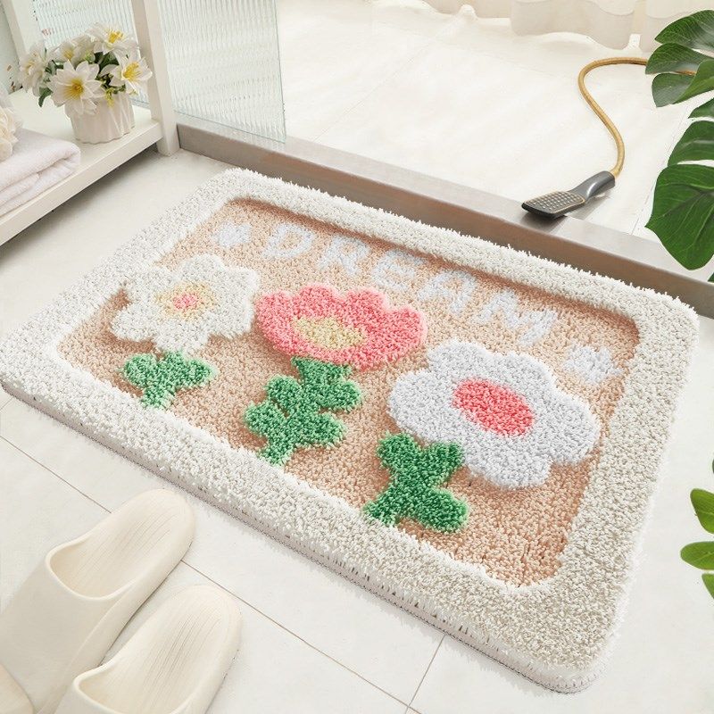 浴室地垫厕所门口吸水地毯簇绒卡通可爱家用卫生间进门垫防滑脚垫