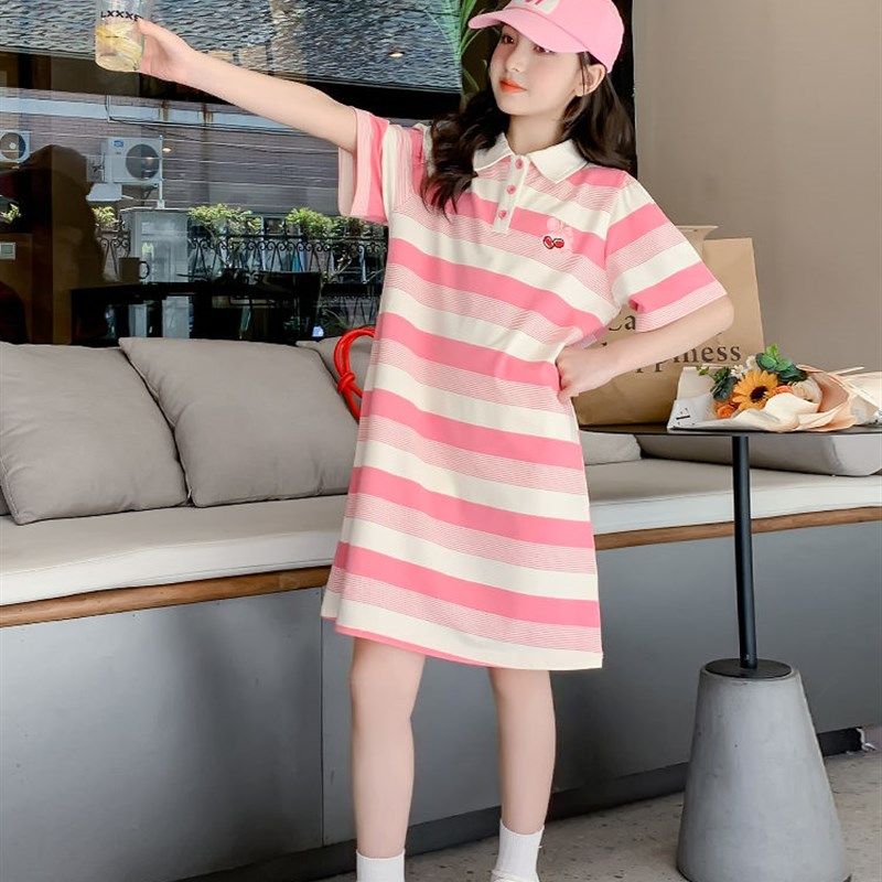 女童夏装连衣裙2025新款洋气童装polo长款T恤裙大童儿童夏季裙子,童装/婴儿装/亲子装,连衣裙,淘宝优惠券,粉丝福利购,淘宝优惠卷