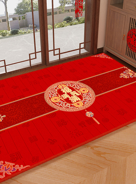 中式龙年地垫入户门垫高级感玄关新年红色地毯家用大门口进门脚垫