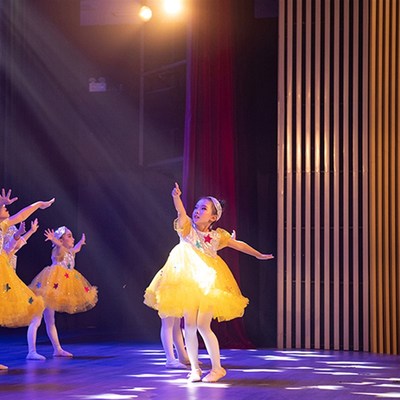 新款儿童蓬蓬裙幼儿我们都是小星星舞蹈演出服可爱宝贝黄色连体裙