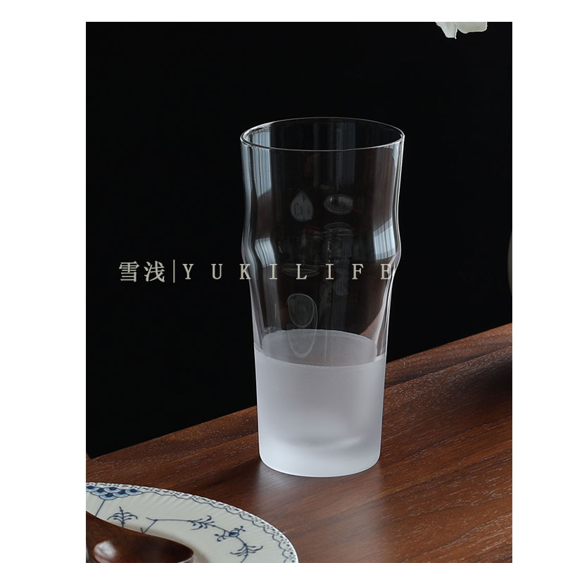 YUKI千里雪 日式濛雪设计精酿啤酒杯 中古风玻璃杯子饮料杯牛奶杯