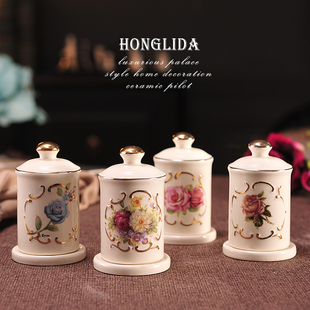 摆件 陶瓷牙签瓶客厅牙签盒餐桌牙签罐家用棉签筒时尚 欧式 牙签筒