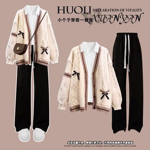 高中学生毛衣外套三件套装13少女孩时尚15岁初中生秋冬季14牛仔裤