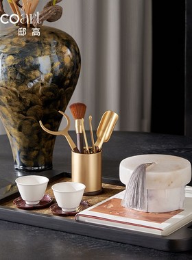 邸高商品房售楼部处宋氏美学软装摆件休息区茶几托盘水具茶具组合