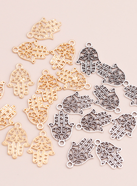 50pcs Vintage Hamsa Hand Charms fit Jewelry Makings Lucky Fa