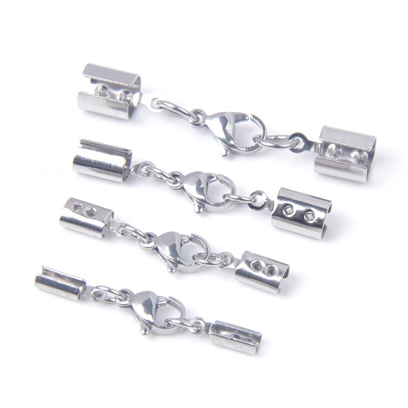 10pcs/lot Stainless Steel Leather Cords Lobster Clasps Hooks