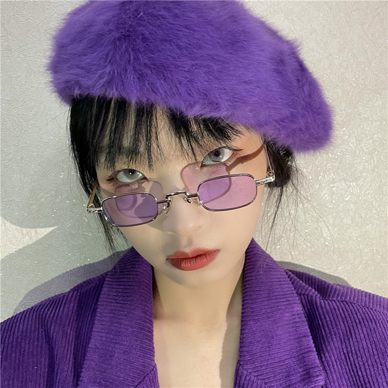 封帆韩版原宿复古小框方形金属眼镜框太阳镜男攀娘同款小脸潮墨镜