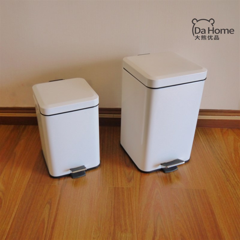 正方形脚踏式垃圾桶不锈钢材质静音家用有盖厨房客厅卫生间卧室小