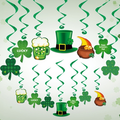 极速St Patricks Day Decorations Green Party Banner Supplies