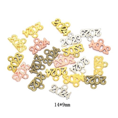 40pcs Wholesale Number 2023&2024 Year Charms Alloy Metal Sou