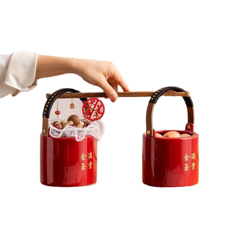 子孙桶结婚婚庆用品大全出嫁用喜事摆件娘家陪嫁女方红色嫁妆喜桶