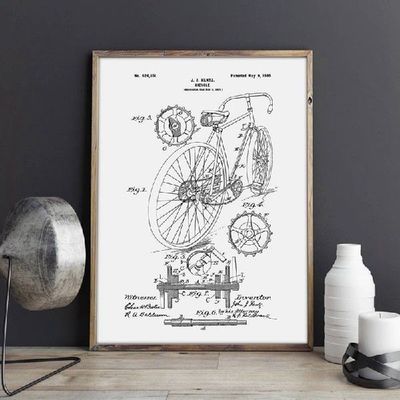 Racing Bike Patent Print Cycling Artwork Bicycle Wall Art