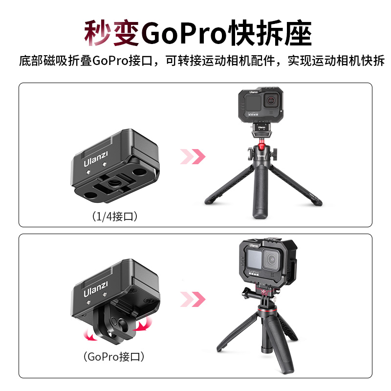 Ulanzi优篮子 R072蜂鸟金属快装底座微单眼相机全景运动相机快拆