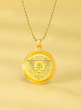 YES NO决策币项链欧美幸运币圆珠链钛钢双色精致情侣小众创意硬币