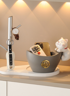 招财猫玄关入户进门钥匙收纳摆件置物架搬家礼物乔迁之喜新居礼品