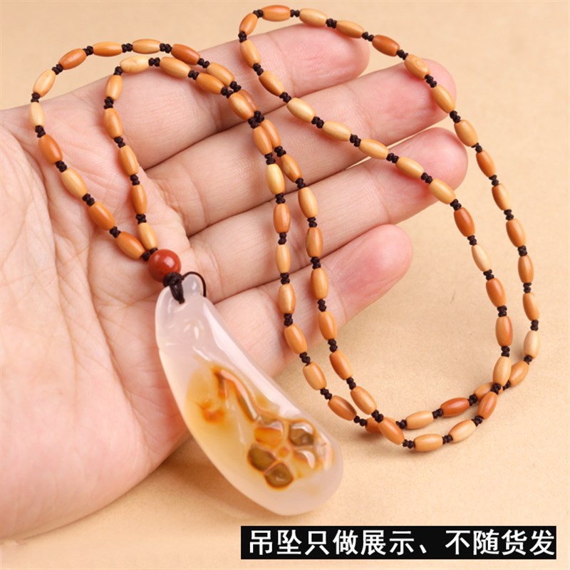 手工编织橄榄核小葫芦项链绳吊坠挂件绳竹节玉坠蜜蜡男女珠链配绳