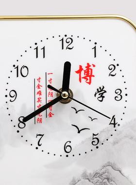 钟表桌面摆放孩子学习很苦励志摆座钟房间书桌静音时钟装饰品摆件
