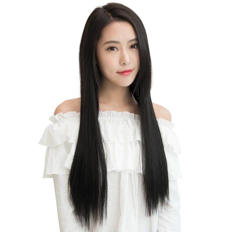 极速l假发片100真人发丝纳自无痕隐形己接发束头发米%真发一片式