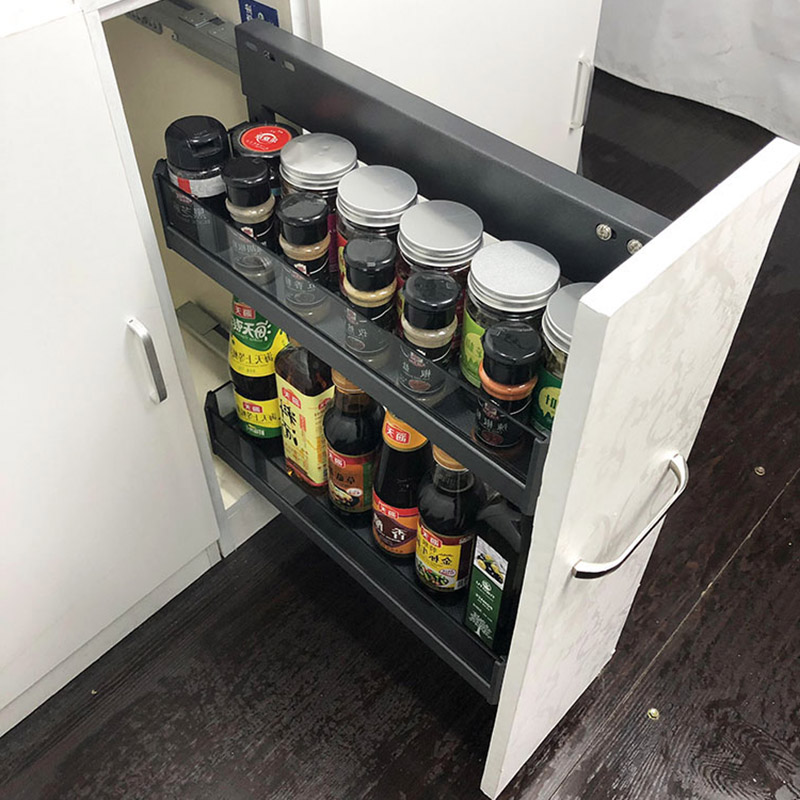 250调味蓝150拉篮小尺寸不锈钢200拉拦阻尼滑轨底装350厨柜置物架