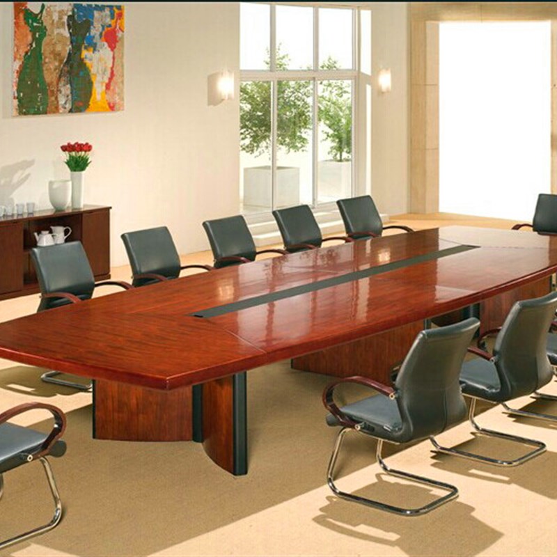 油漆会议桌平板办公会议桌椅组合会议室多人开会桌实木贴木皮桌椅
