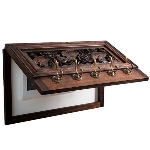 异丽客厅置物架挂钩创意挂画配电箱遮挡实木新中式电表箱装饰画