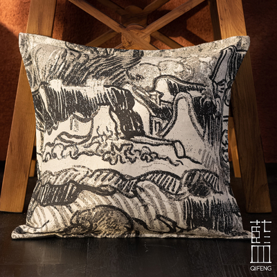 墨骨生花东方肌理抱枕 以纹载意的软装暗调 触得到的中式美学靠枕