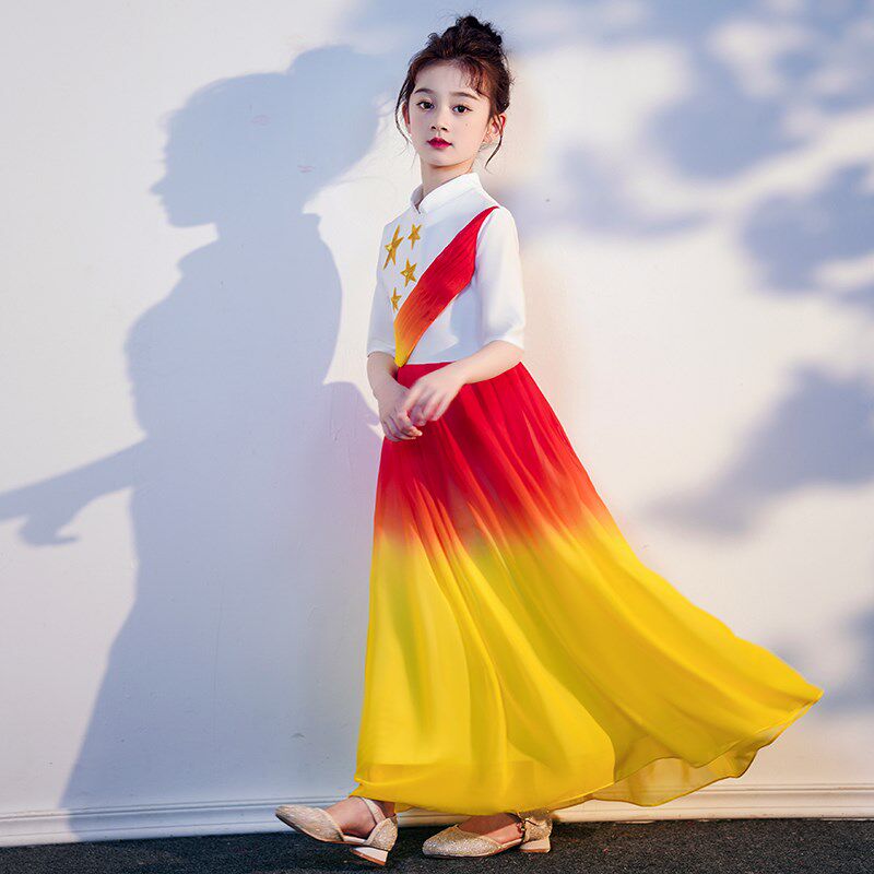 极速小女孩礼服女童古筝服儿童合唱演出服主持人男童西装套装钢琴