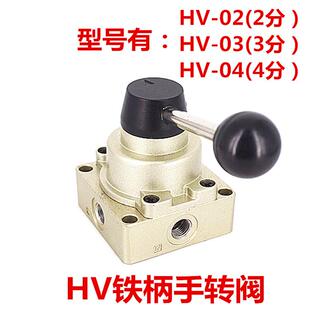 04手板阀气动换向阀人控气阀 手转阀手动开关三位四通HV